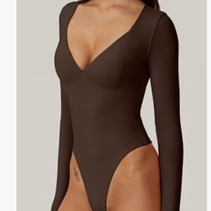 Elegant Brown Long Sleeve Bodysuit